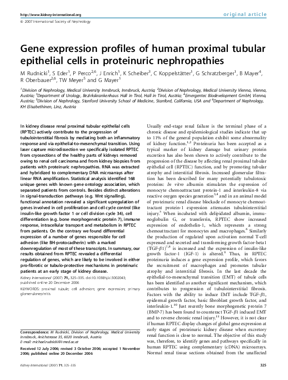 (PDF) Gene expression profiles of human proximal tubular epithelial ...