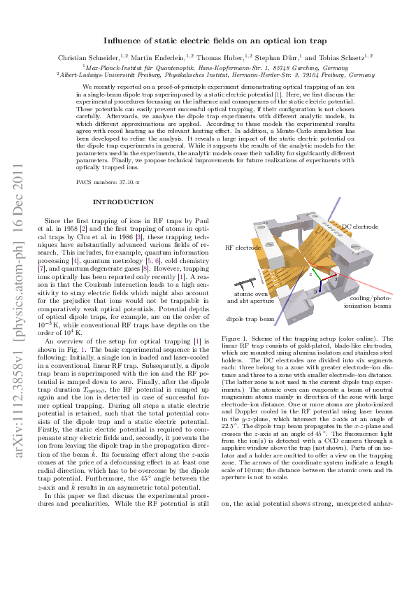 (PDF) Influence of static electric fields on an optical ion trap