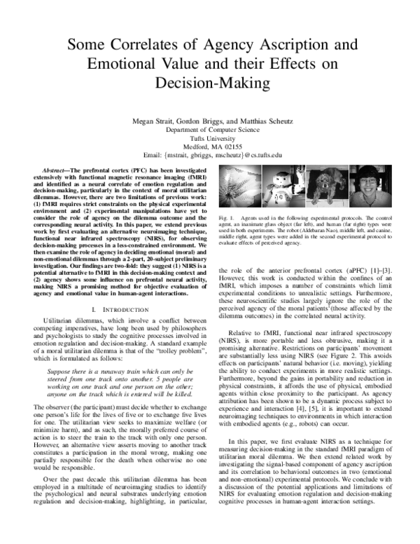(PDF) Some Correlates of Agency Ascription and Emotional Value and ...