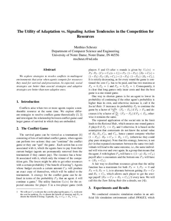 (PDF) The Utility of Adaptation vs. Signaling Action Tendencies in the ...