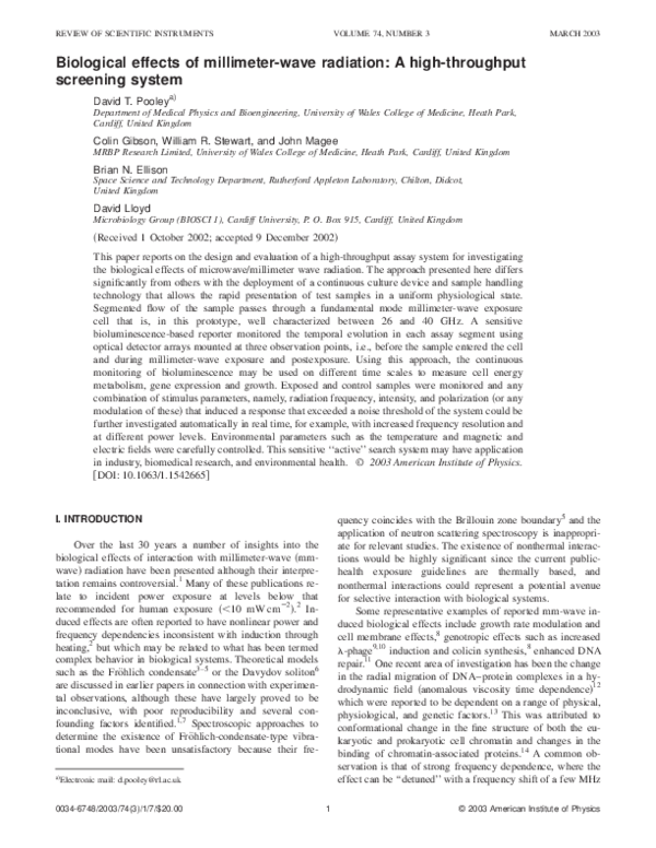 (PDF) Biological effects of millimeter-wave radiation: A high ...