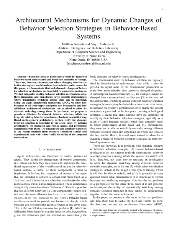 (PDF) Architectural Mechanisms for Dynamic Changes of Behavior ...