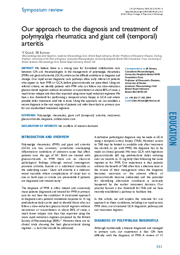 (PDF) Our approach to the diagnosis and treatment of polymyalgia ...