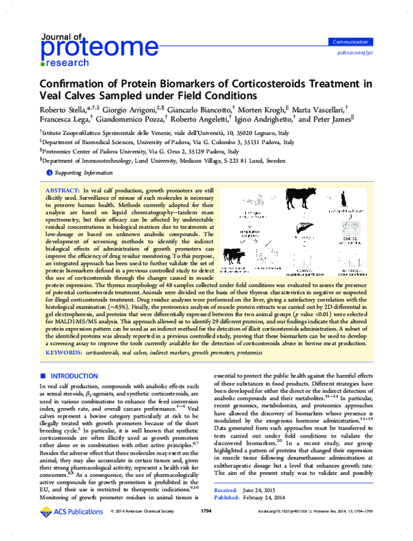 (PDF) Confirmation of Protein Biomarkers of Corticosteroids Treatment