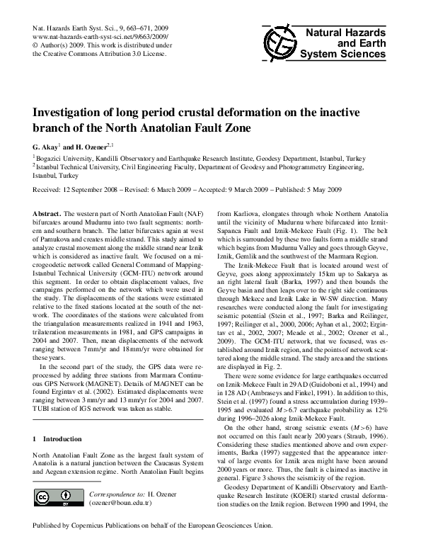 (PDF) Investigation of long period crustal deformation on the inactive ...