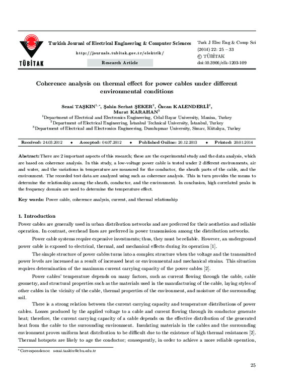 (PDF) Coherence analysis on thermal effect for power cables under ...