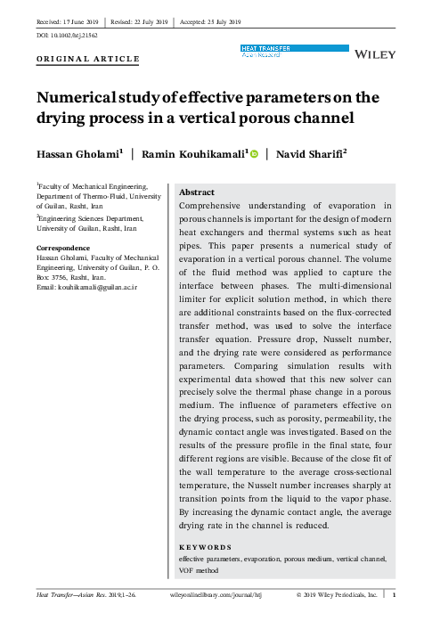 (PDF) Numerical study of effective parameters on the drying process in ...