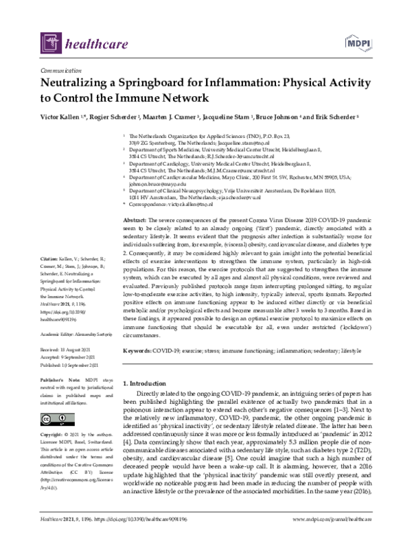 (PDF) Neutralizing a Springboard for Inflammation: Physical Activity to ...