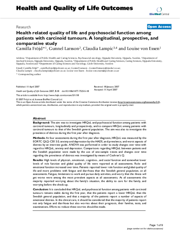(PDF) Health Related Quality of Life and Psychosocial Correlates among ...