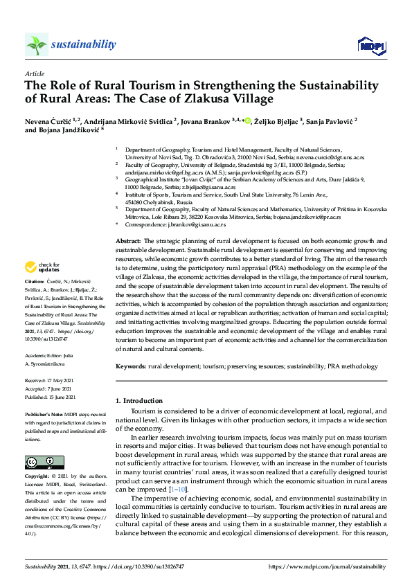 (PDF) The Role of Rural Tourism in Strengthening the Sustainability of ...