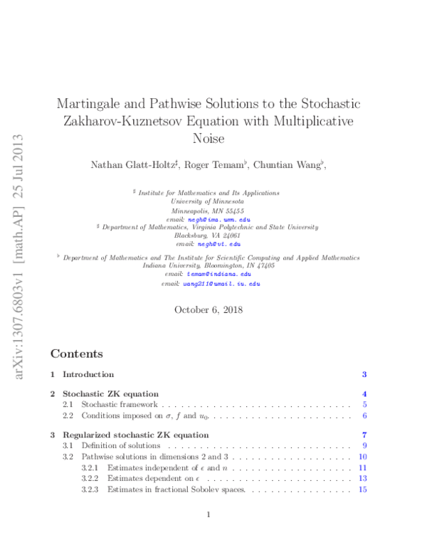 (PDF) Martingale and pathwise solutions to the stochastic Zakharov ...