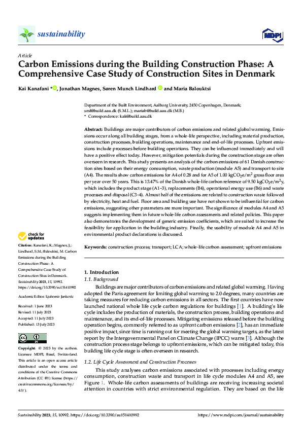 (PDF) Carbon Emissions during the Building Construction Phase: A ...