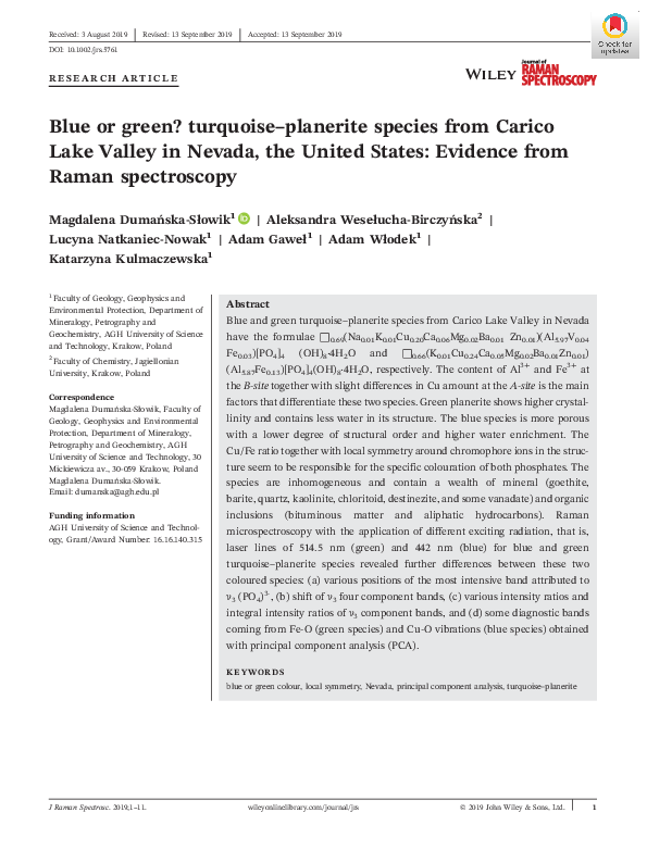(PDF) Blue or green? turquoise–planerite species from Carico Lake ...
