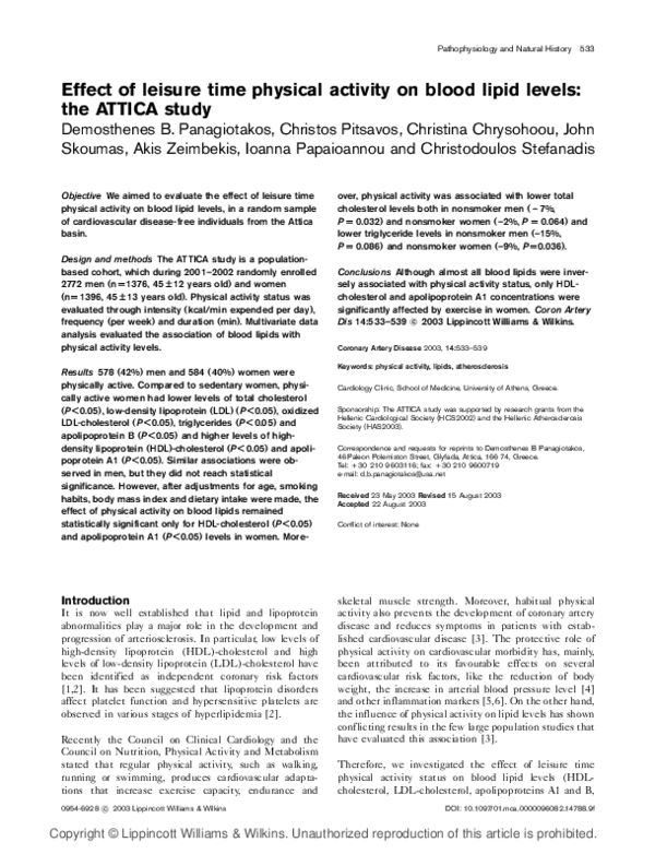 (PDF) Effect of leisure time physical activity on blood lipid levels ...