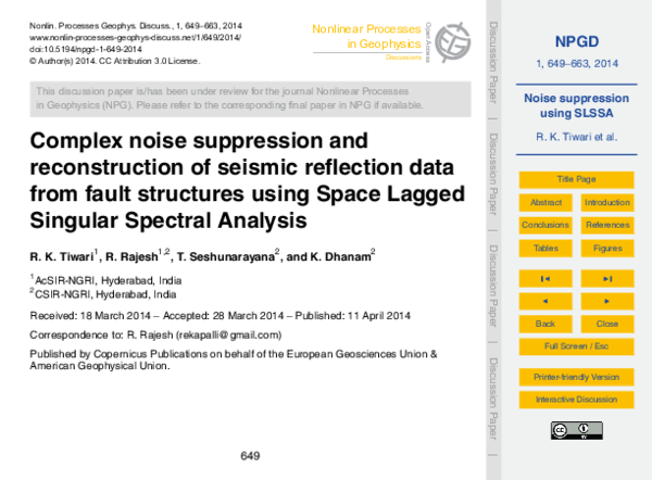 (PDF) Complex noise suppression and reconstruction of seismic ...