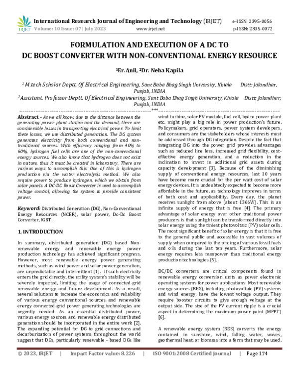 (PDF) FORMULATION AND EXECUTION OF A DC TO DC BOOST CONVERTER WITH NON ...