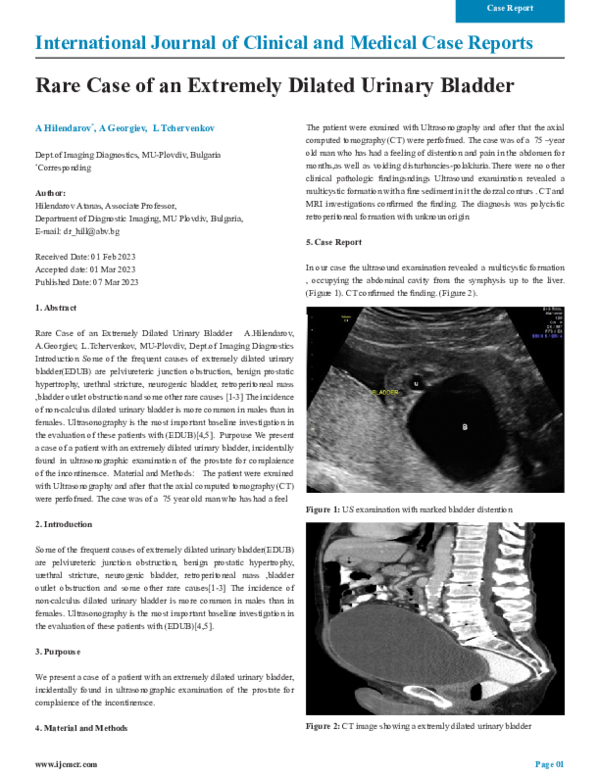 (PDF) Rare Case of an Extremely Dilated Urinary Bladder