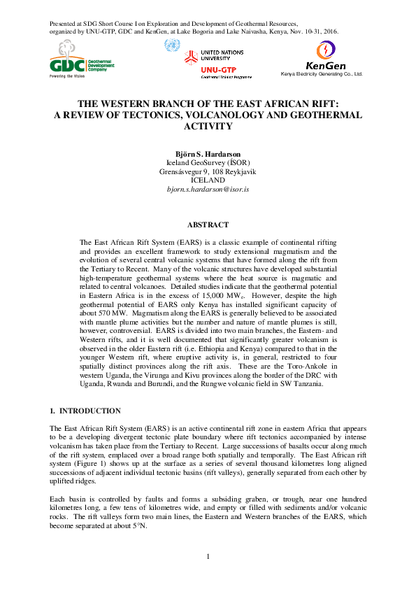 (PDF) The Western Branch of the East African Rift : A Review of ...