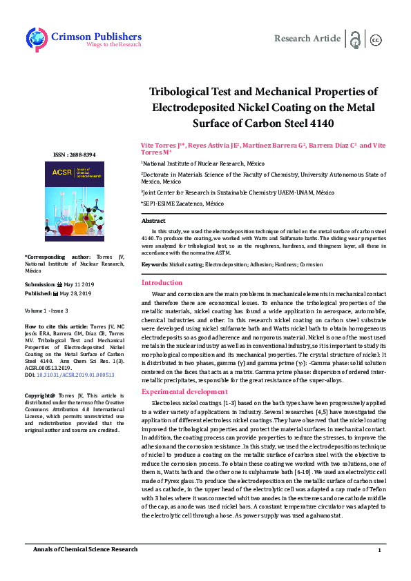 (PDF) Tribological Test and Mechanical Properties of Electrodeposited ...