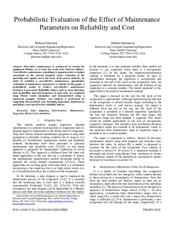 (PDF) Probabilistic evaluation of the effect of maintenance on ...