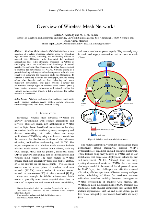 (PDF) Overview of Wireless Mesh Networks