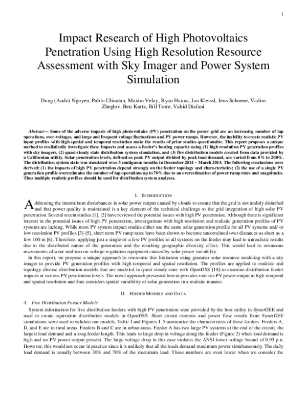 (PDF) Impact Research of High Photovoltaics Penetration Using High ...