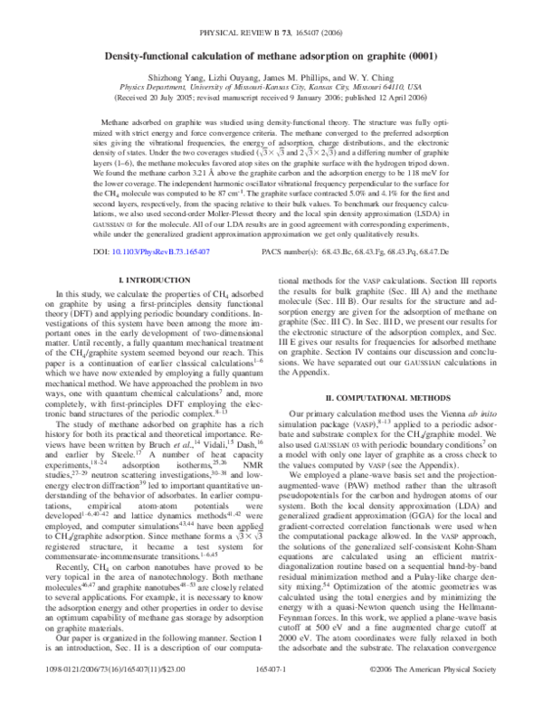 (PDF) Density-functional calculation of methane adsorption on graphite ...