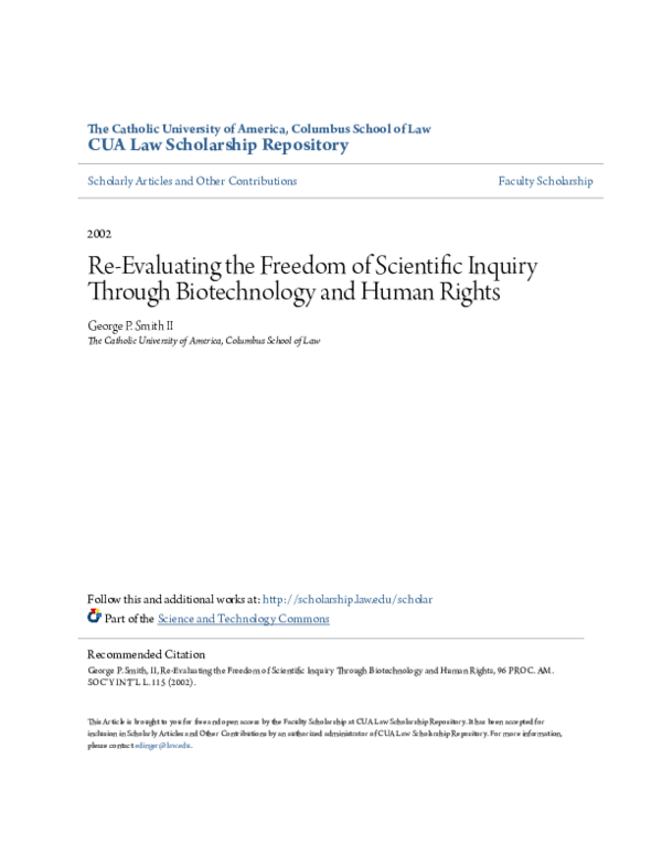 (PDF) Re-evaluating the Freedom of Scientific Inquiry Through ...