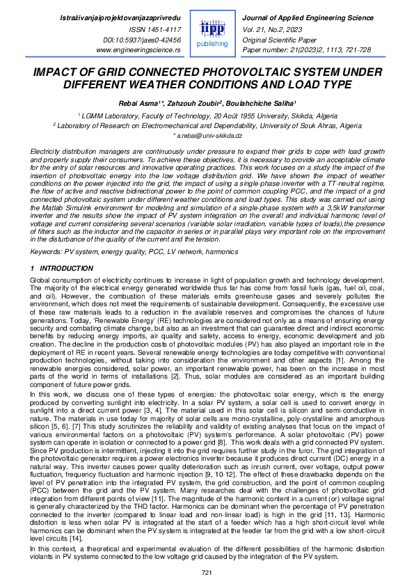 (PDF) Impact of grid connected photovoltaic system under different ...