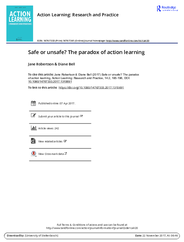 (PDF) Safe or unsafe? The paradox of action learning