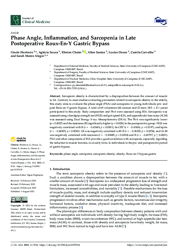 (PDF) Phase Angle, Inflammation, and Sarcopenia in Late Postoperative