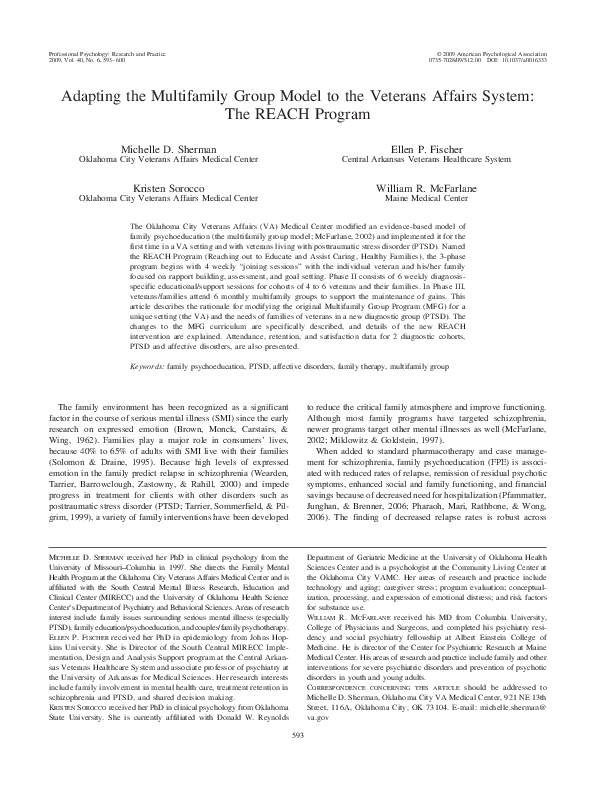 (PDF) Adapting the multifamily group model to the Veterans Affairs ...