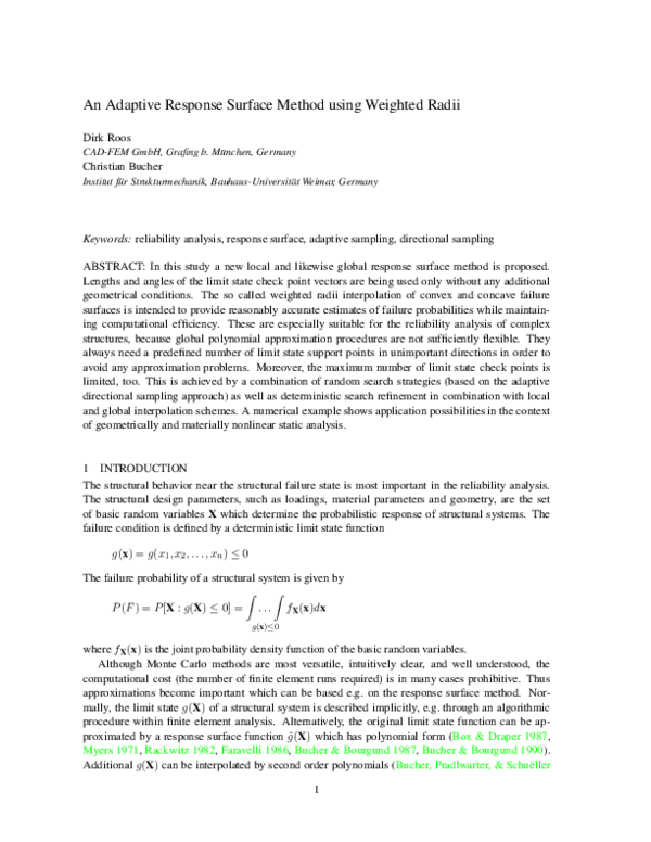 (PDF) An Adaptive Response Surface Method using Weighted Radii