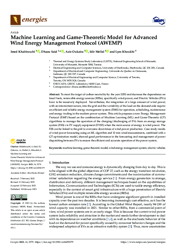 Pdf Machine Learning And Game Theoretic Model For Advanced Wind