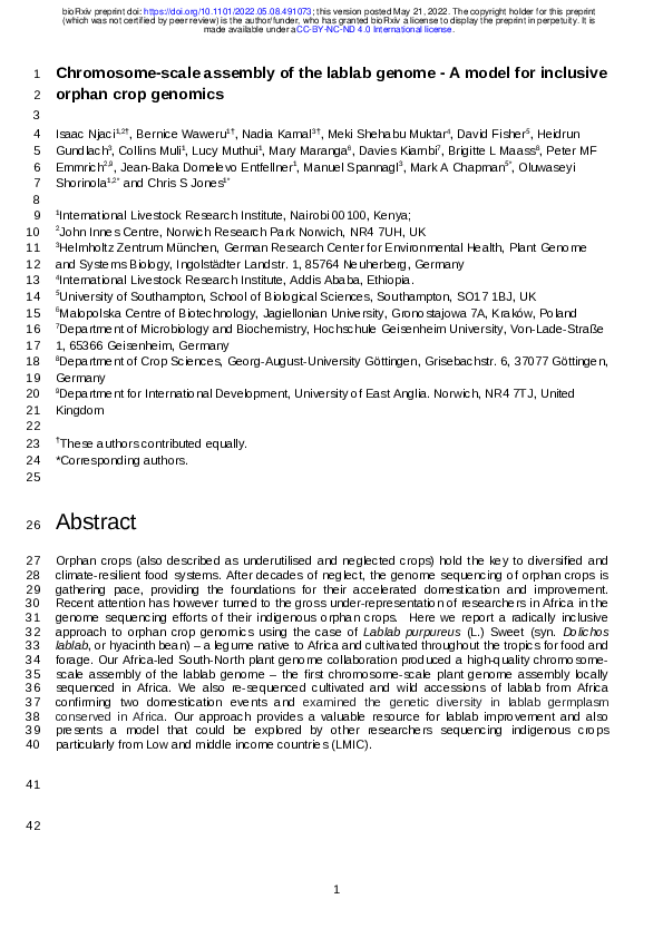(PDF) Chromosome-scale assembly of the lablab genome - A model for ...