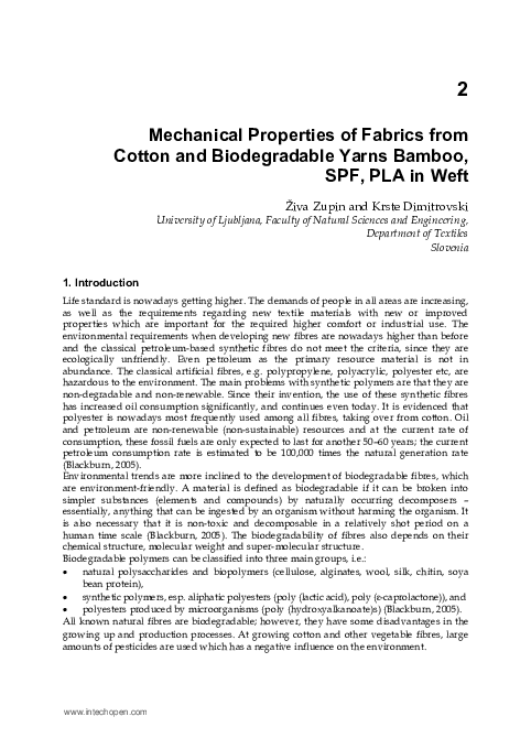 (PDF) Mechanical Properties of Fabrics Made from Cotton and ...