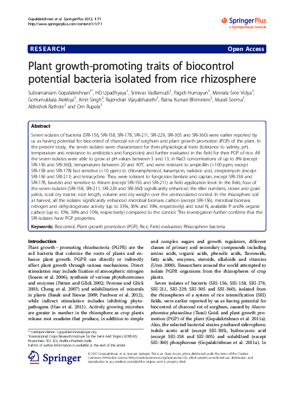 (PDF) Plant growth-promoting traits of biocontrol potential bacteria ...