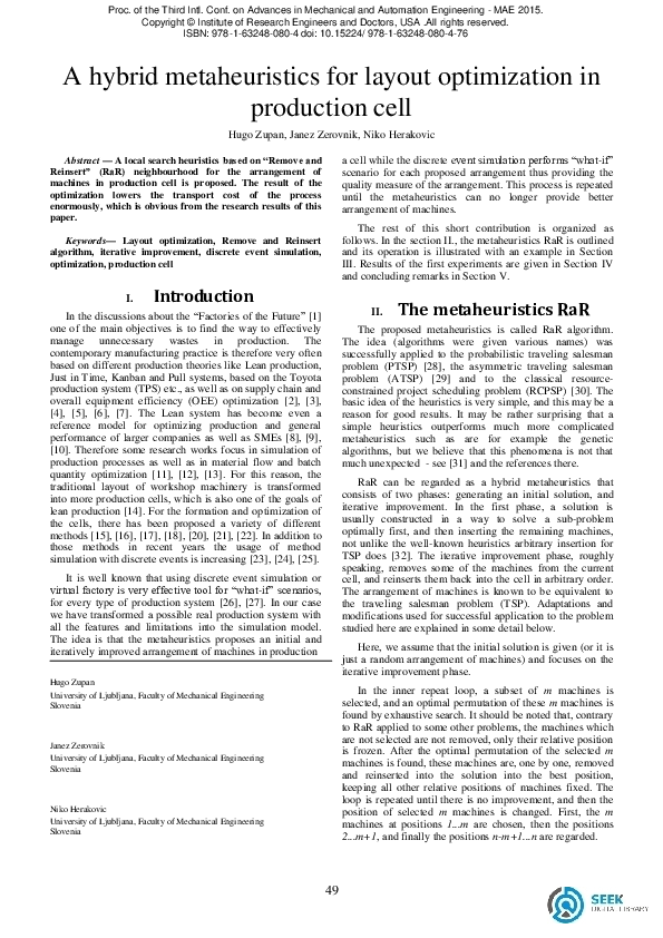 (PDF) A hybrid metaheuristics for layout optimization in production cell
