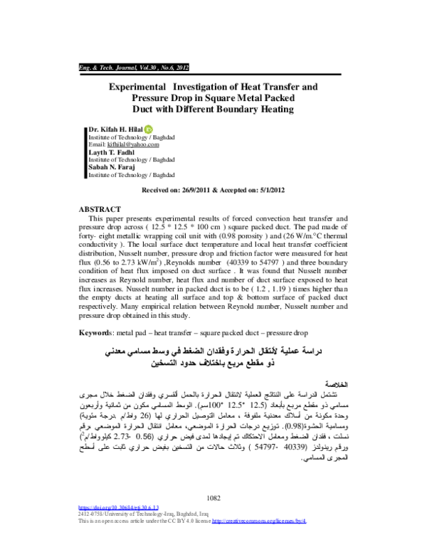 (PDF) Experimental Investigation of Heat Transfer and Pressure Drop in ...