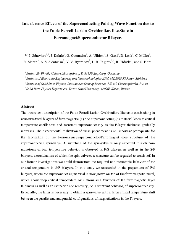 (PDF) Interference effects of the superconducting pairing wavefunction ...