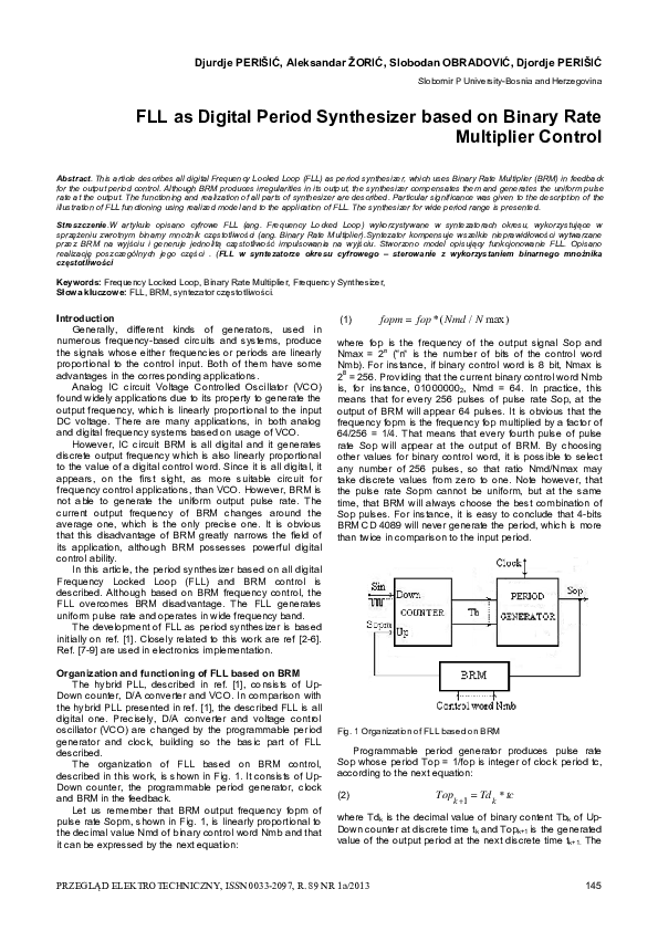 (PDF) FLL as Digital Period Synthesizer based on Binary Rate Multiplier ...