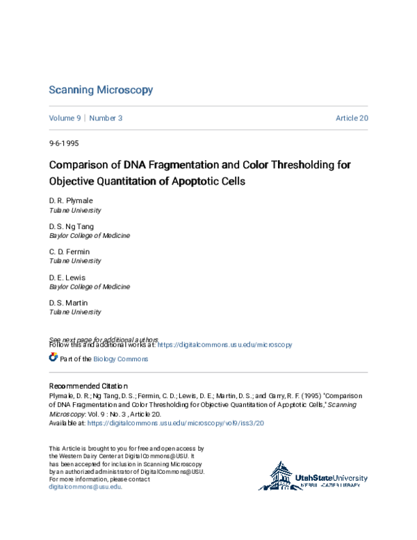 (PDF) Comparison of DNA fragmentation and color thresholding for ...