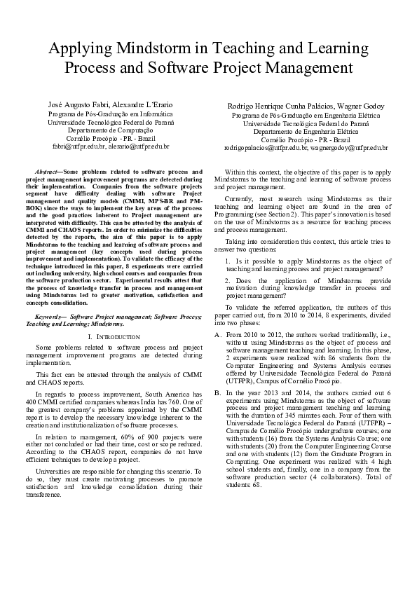 (PDF) Applying mindstorm in teaching and learning process and software ...