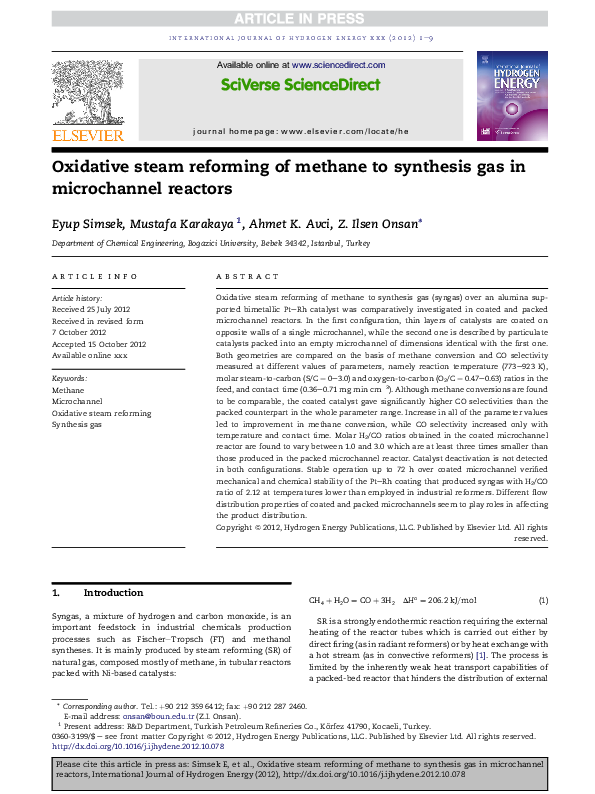 (PDF) Oxidative steam reforming of methane to synthesis gas in ...