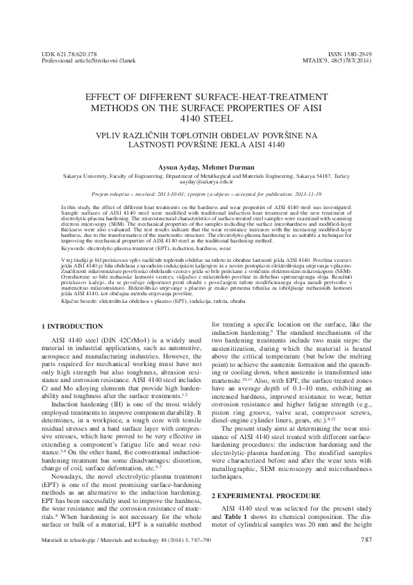 (PDF) Effect of Different Surface-Heat-Treatment Methods on the Surface ...