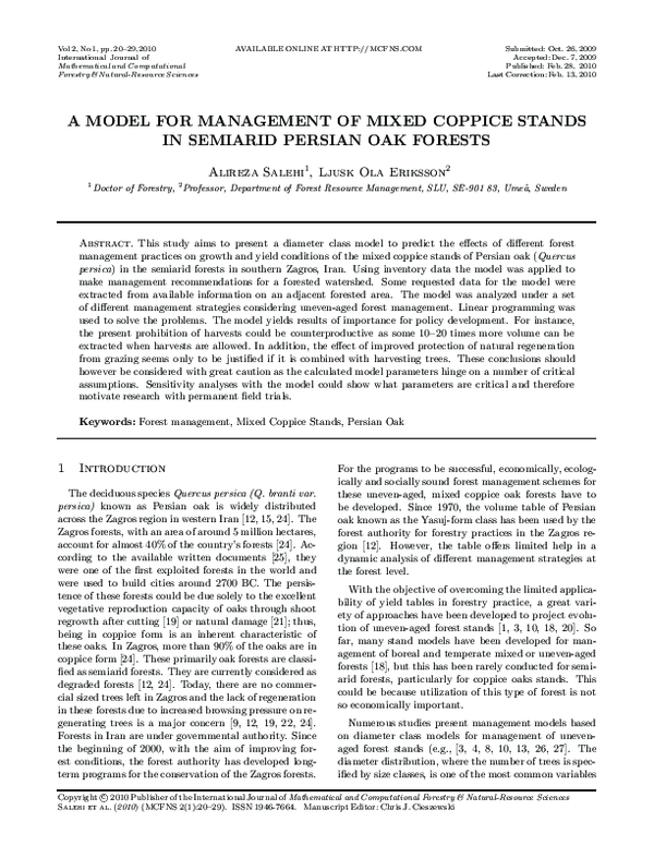 (PDF) A Management Model for Persian Oak - A Model for Management of ...