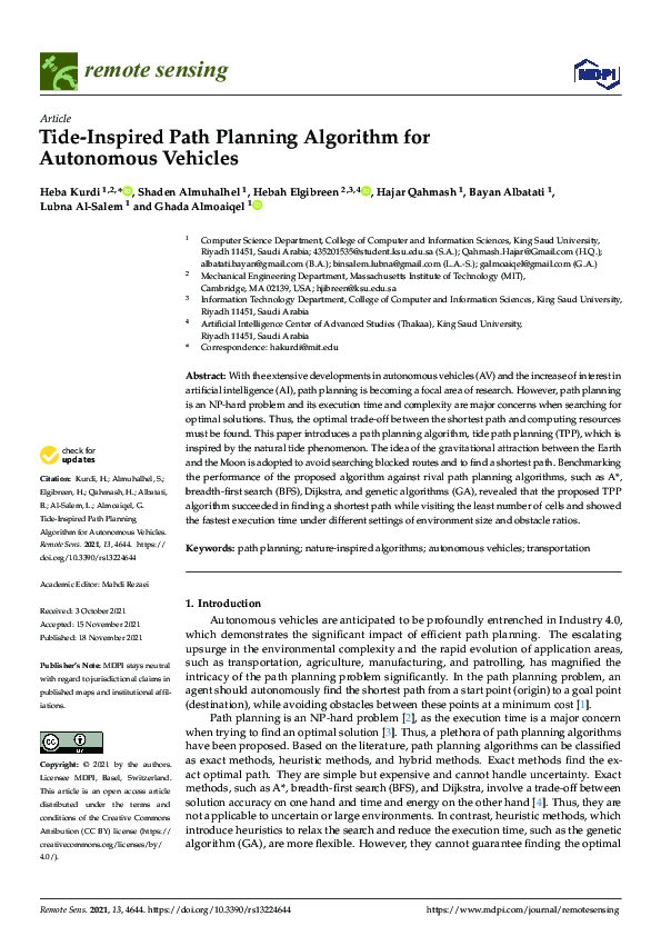 (PDF) Tide-Inspired Path Planning Algorithm for Autonomous Vehicles