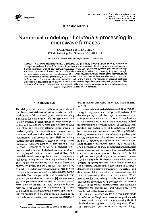 (PDF) Numerical modeling of materials processing in microwave furnaces
