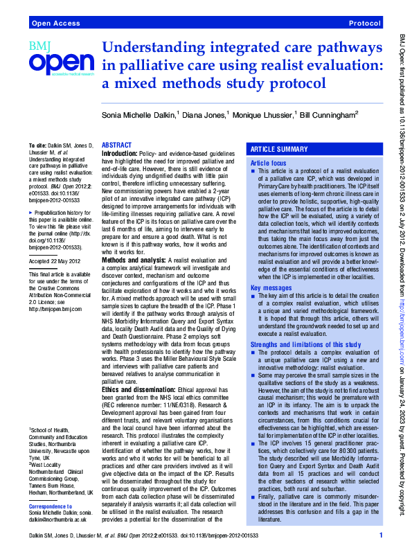 (PDF) Understanding integrated care pathways in palliative care using ...