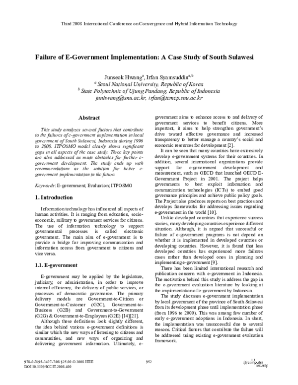 (PDF) Failure of E-Government Implementation: A Case Study of South ...